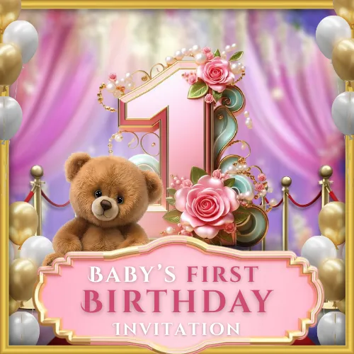 1st Birthday Invitation Cards & Video Templates